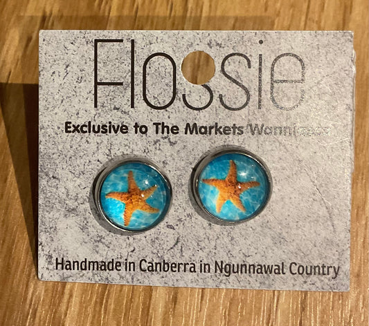 *Earrings Starfish Glass Studs