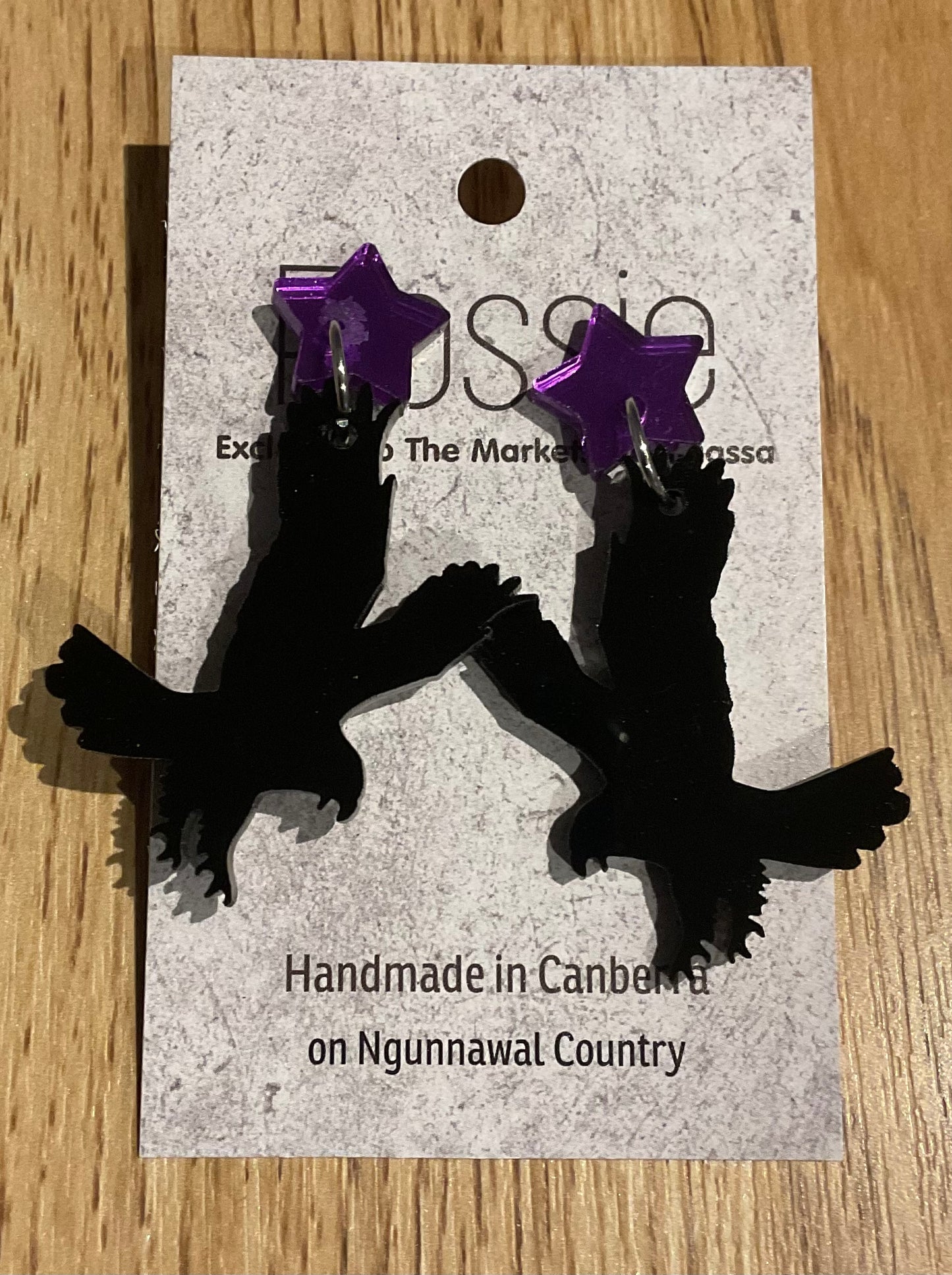 *Earrings Acrylic Black Eagle Dangles
