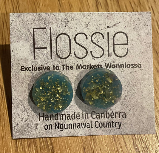 *Earrings Resin Gold Leaf Jade Studs