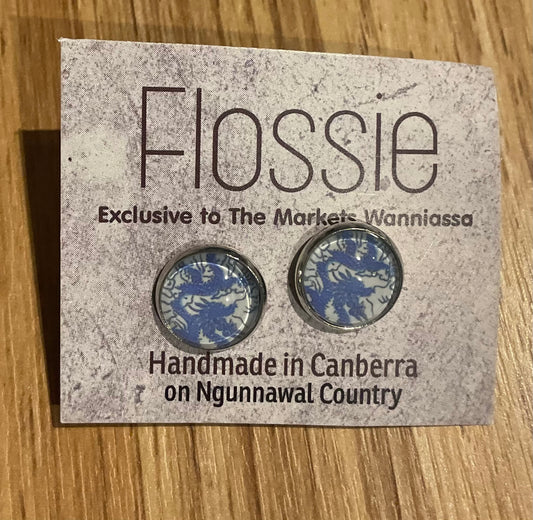 *Earrings Blue Floral Shapes Studs