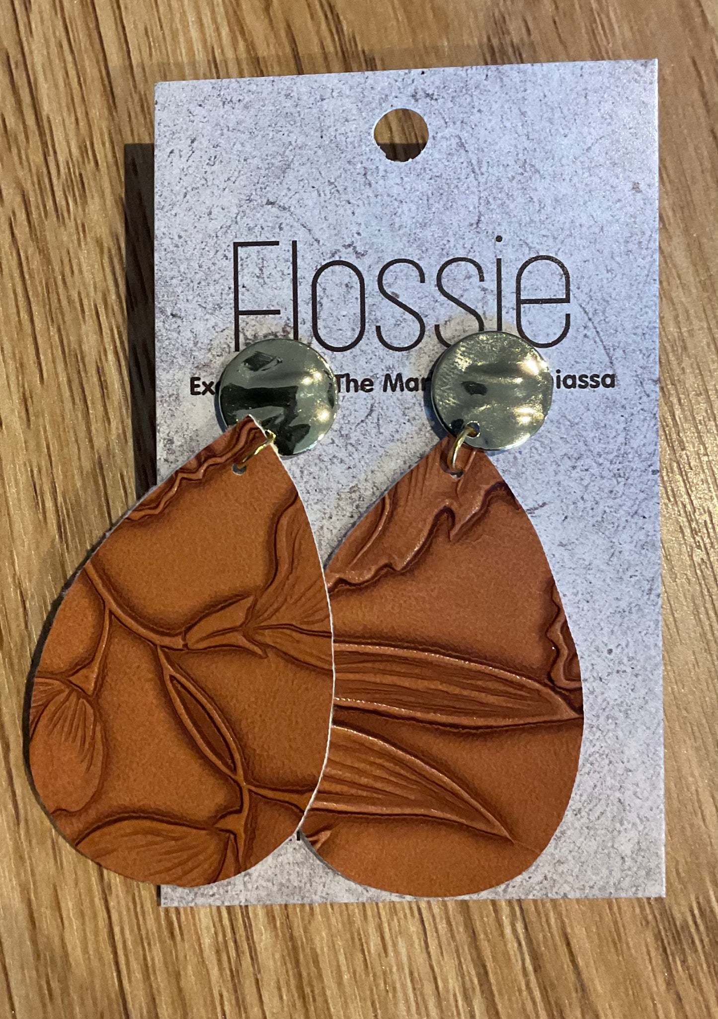 *Earrings Embossed Faux Leather Dangles