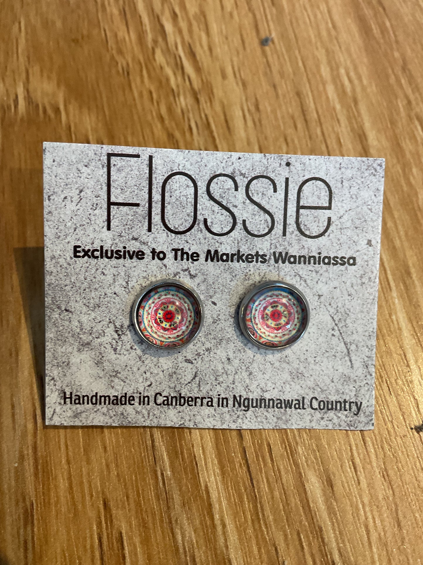 *Earrings Mandala Glass Dome Studs