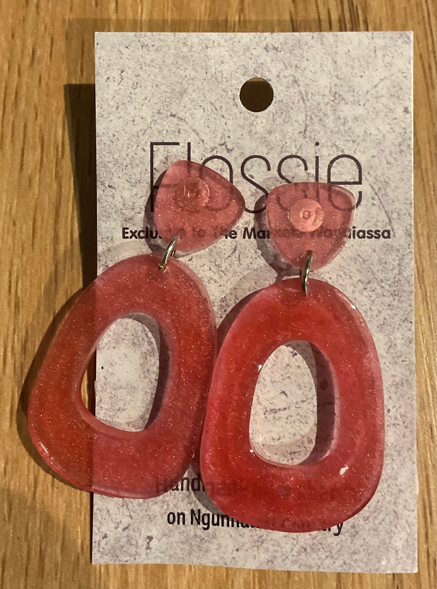 *Earrings Opaque Red Resin Dangles