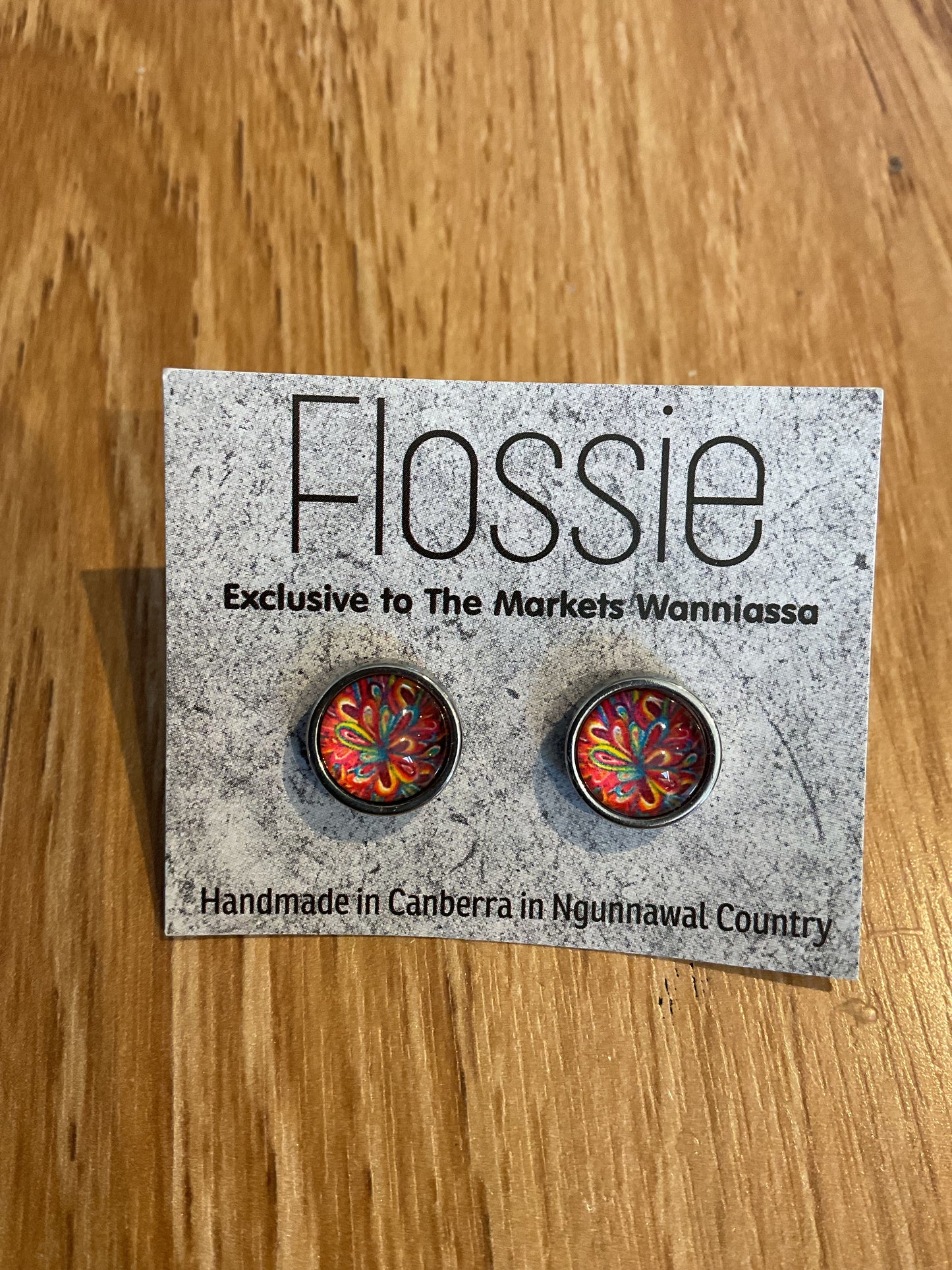 *Earrings Mandala Glass Dome Studs