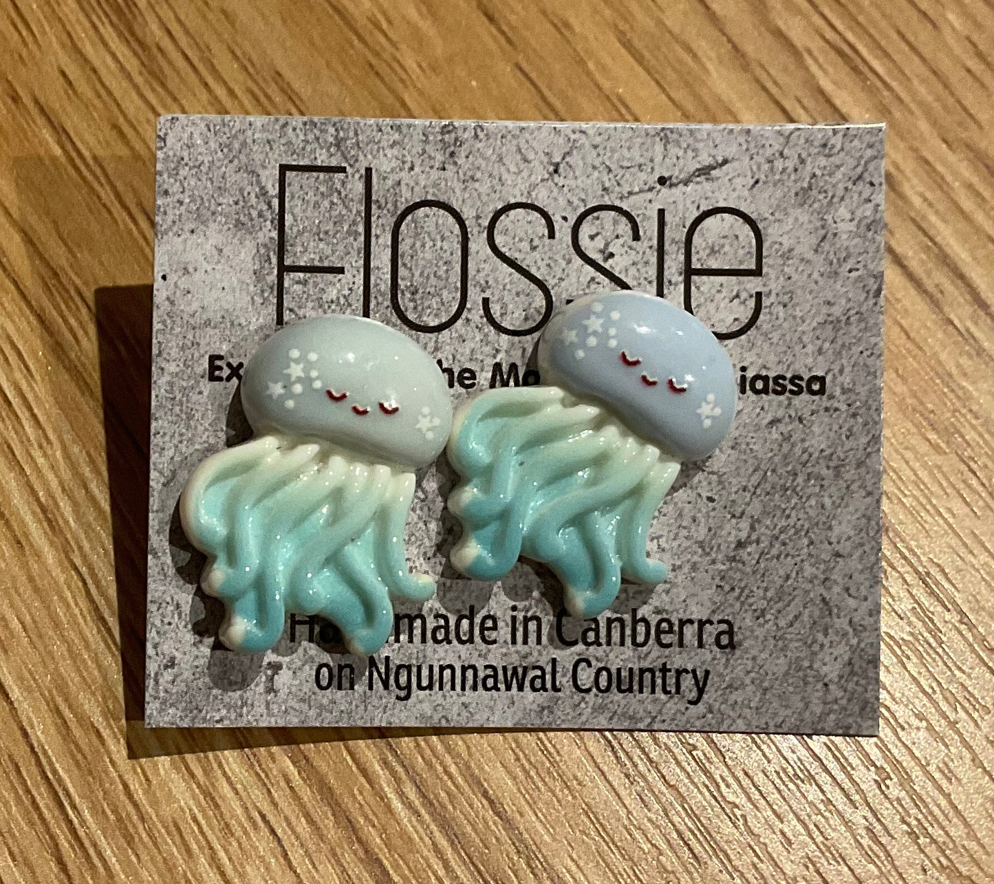 *Earrings Green Jellyfish Studs