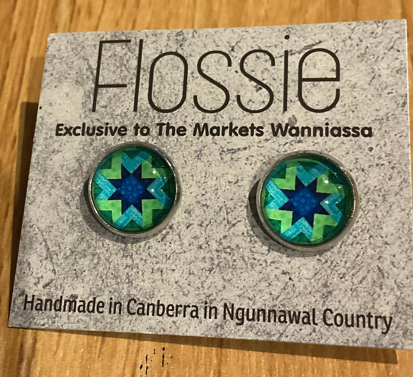 *Earrings Blue Mandala Glass Studs