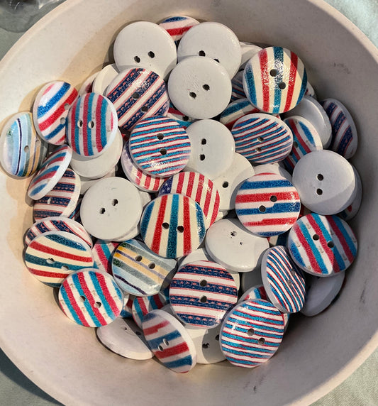 *Loose Buttons - Wooden Stripe Print