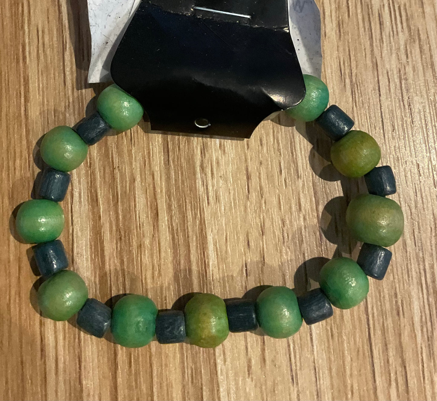*Bracelet Wooden Beads Green  & Blue