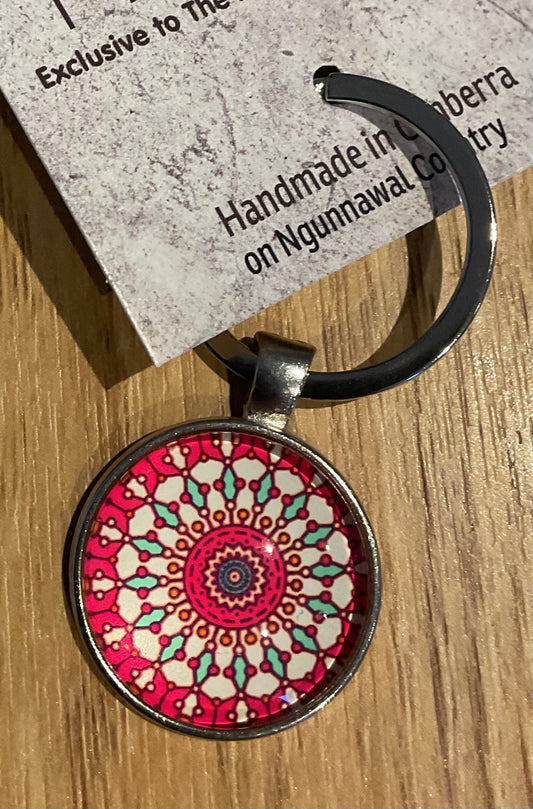 *Glass Dome Keychain Silver