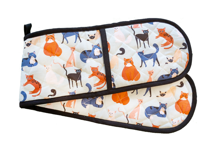 Double Oven Glove - Colourful Cats