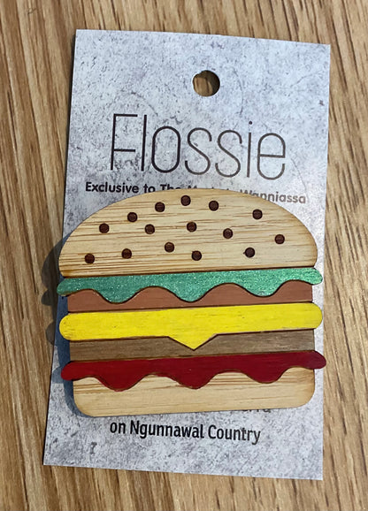 *Brooch Hand Painted Hamburger