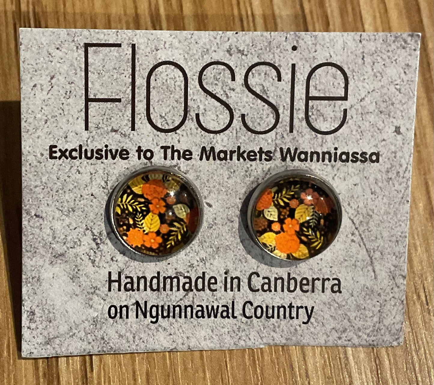 *Earrings Orange Flowers Studs