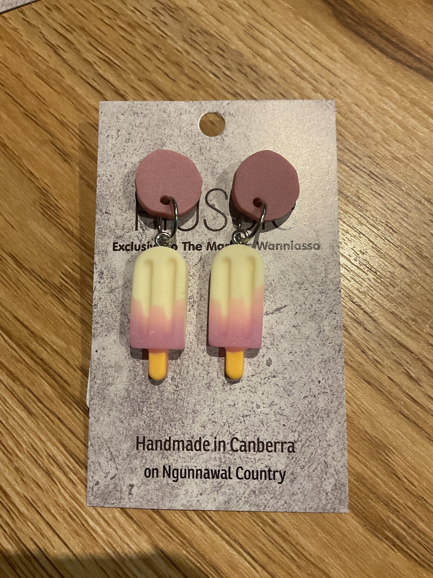 *Earrings Vanilla Strawberry Ice Cream Dangles