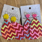 *Earrings Red Zig Zag Dangles