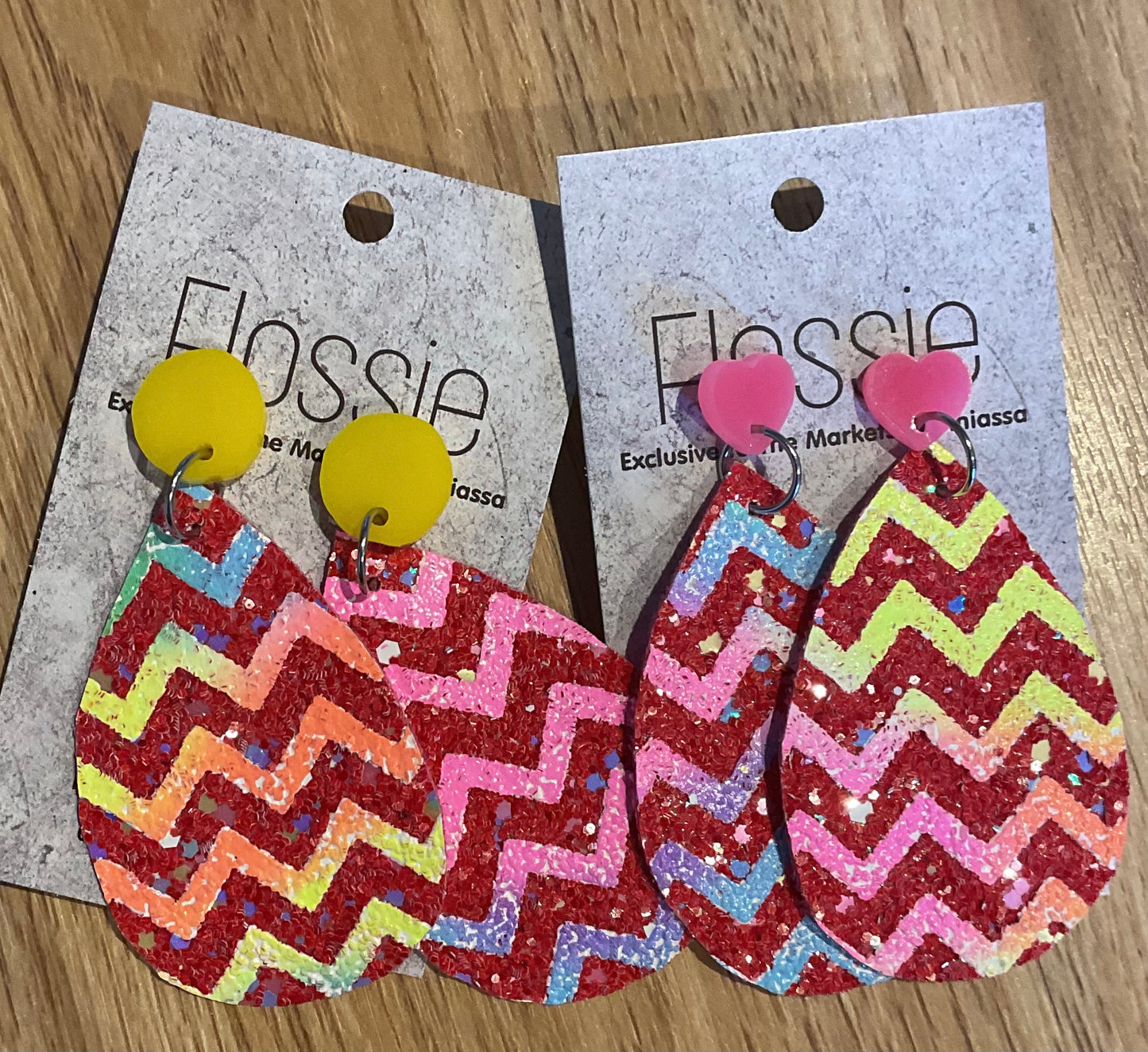 *Earrings Red Zig Zag Dangles