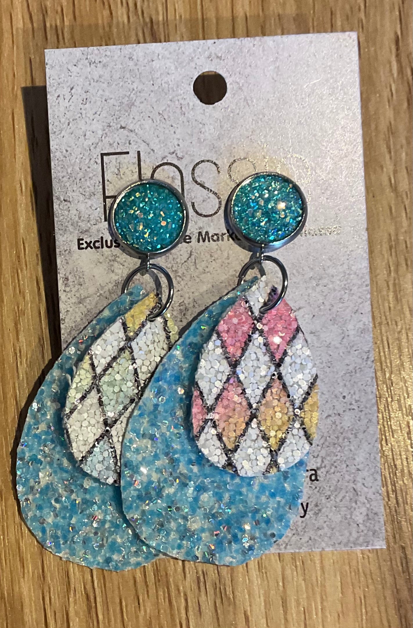 *Earrings Diamond Pastel Glitter Dangles