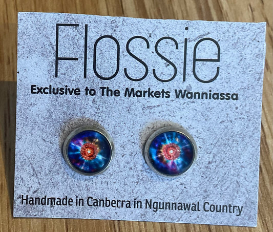 *Earrings Mandala Glass Dome Studs