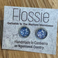*Earrings Blue Floral Print Glass Dome Studs