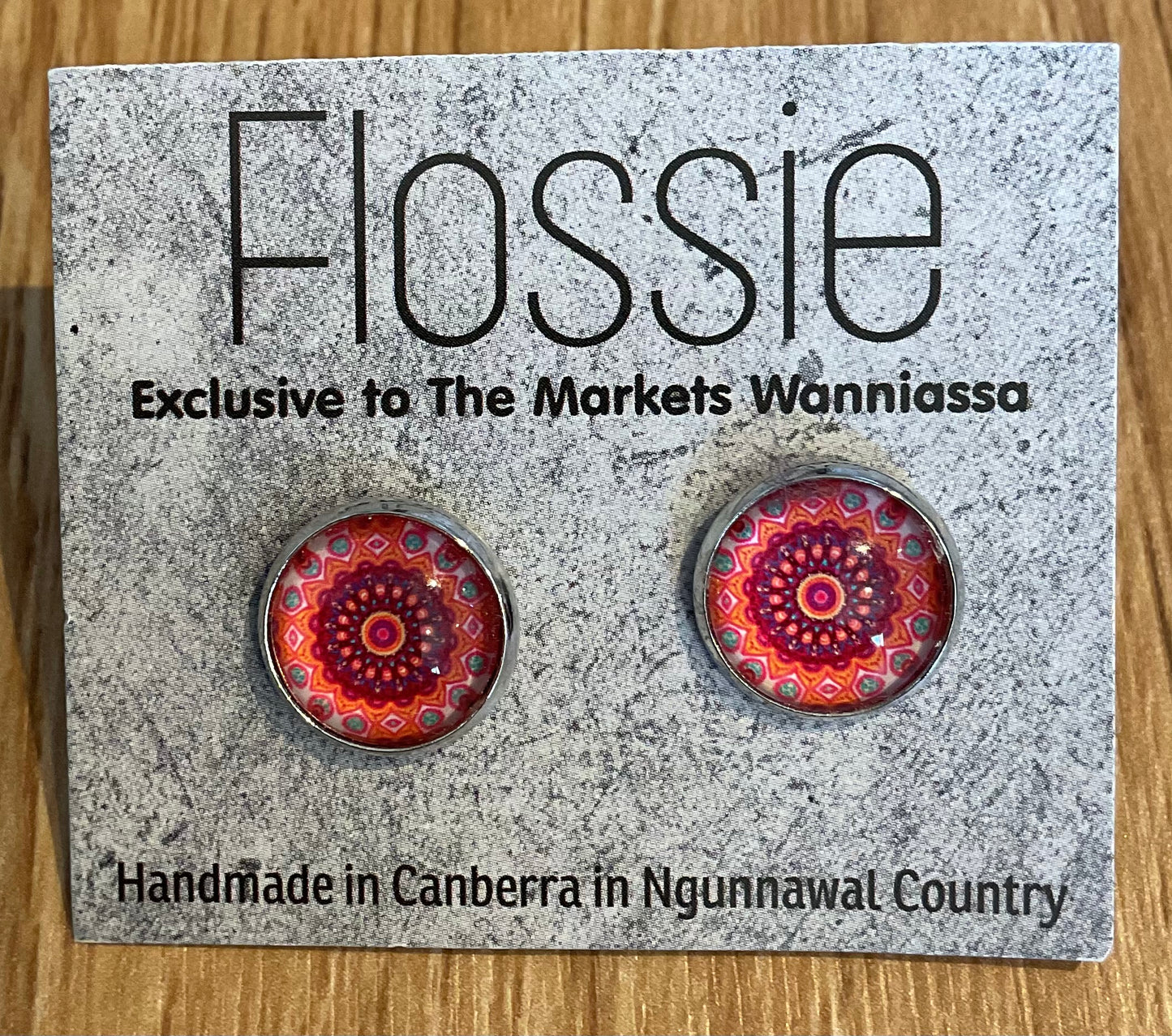 *Earrings Mandala Glass Dome Studs