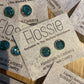 *Earrings Teal Glitter Resin Dome Studs