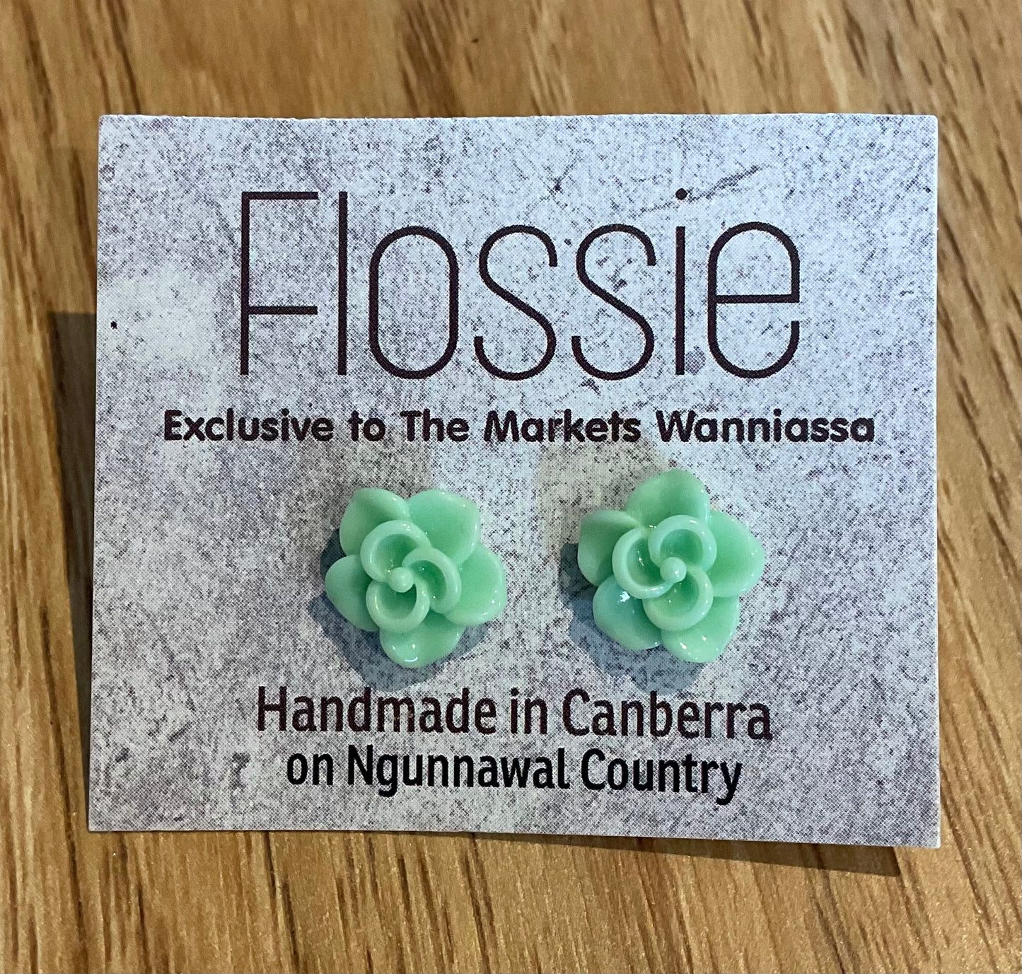 *Earrings Green Flower Studs