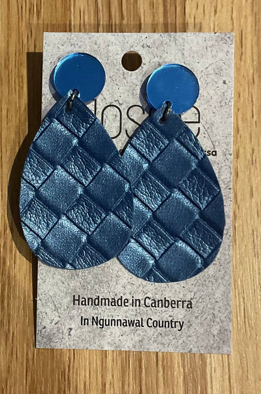 *Earrings Blue Weave Look Dangles