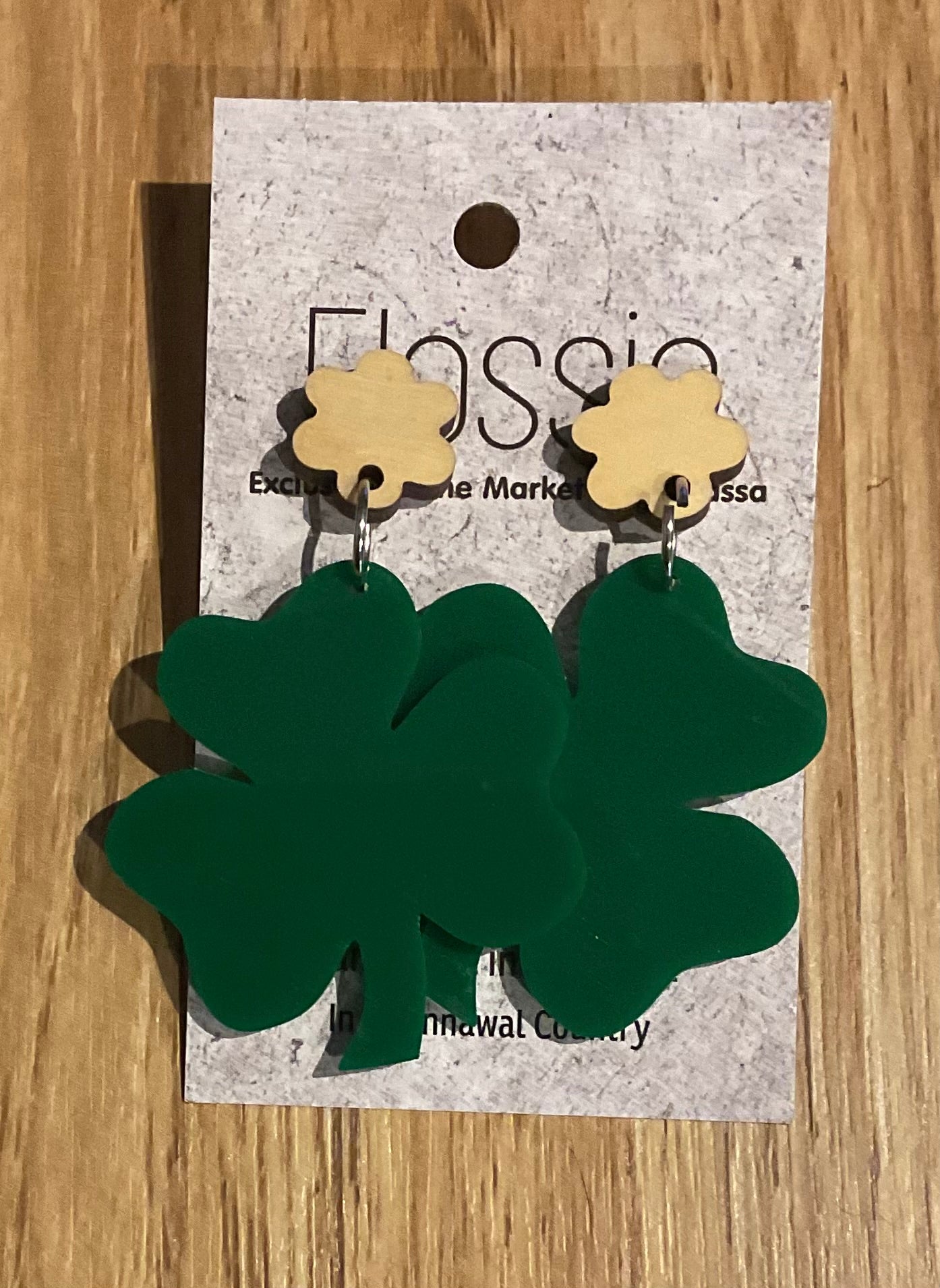 *Earrings Acrylic Four Leaf Clover Dangles
