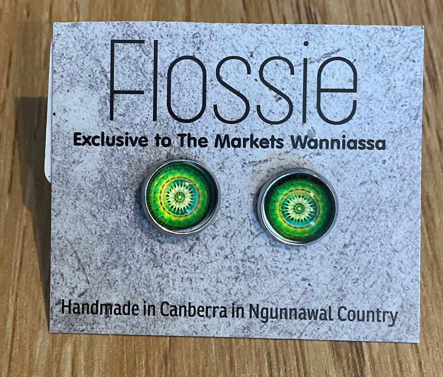 *Earrings Mandala Glass Dome Studs