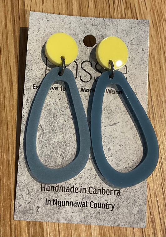 *Earrings Acrylic Denim Blue Dangles