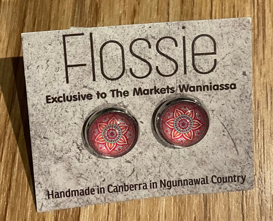 *Earrings Pink Mandala Glass Studs