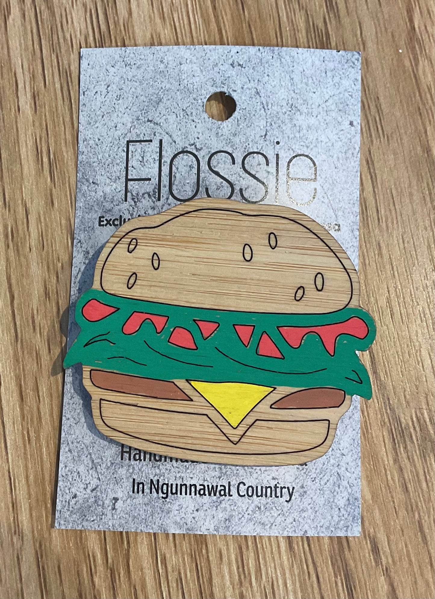 *Brooch Hand Painted Hamburger