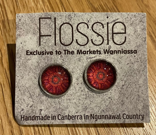 *Earrings Pink Mandala Glass Studs