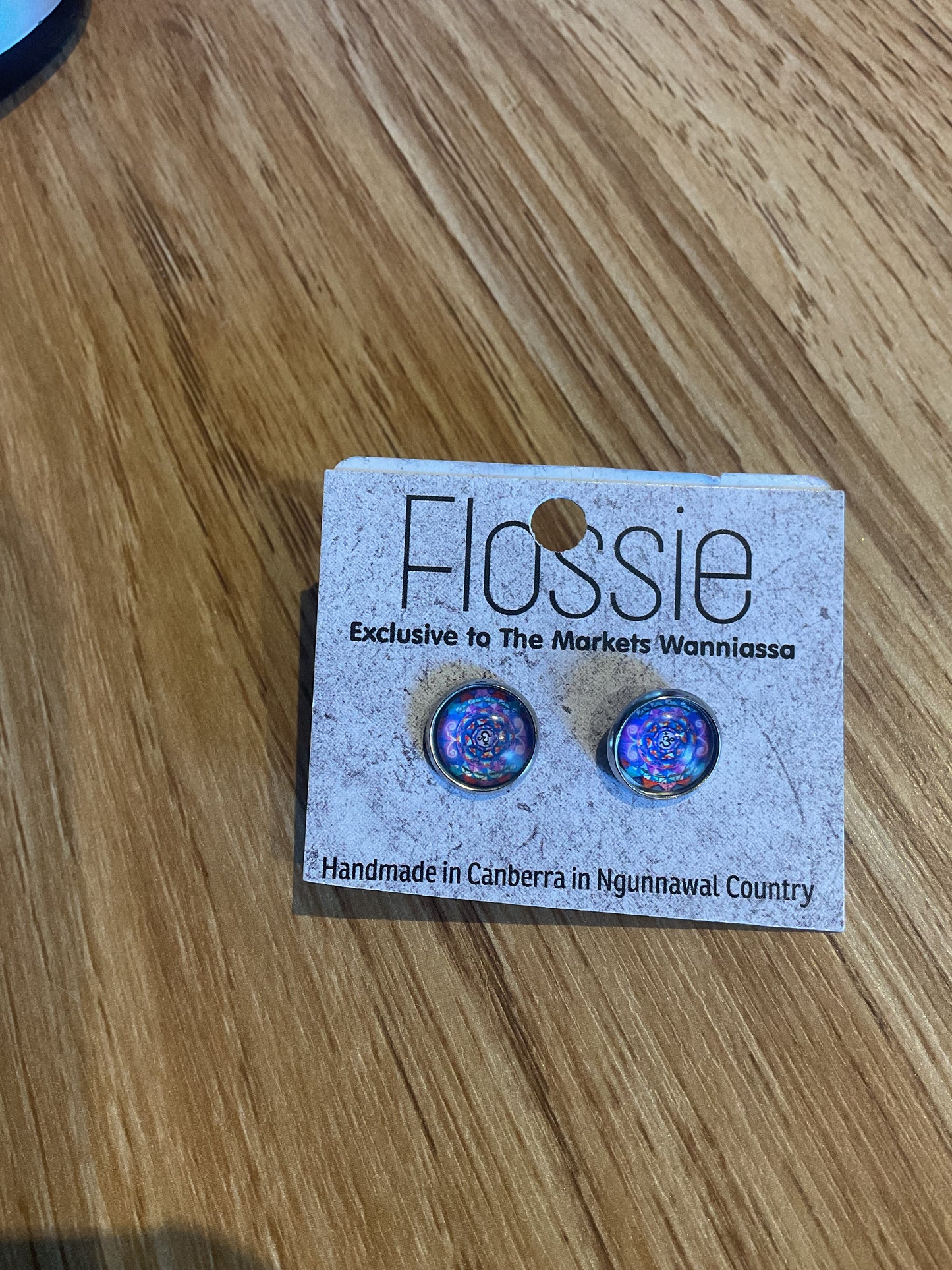 *Earrings Mandala Glass Dome Studs