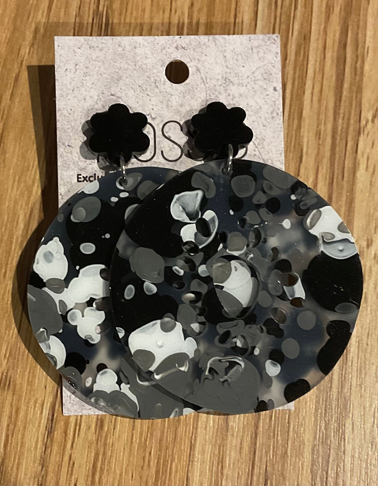 *Earrings Acrylic Large Black Circle Dangles