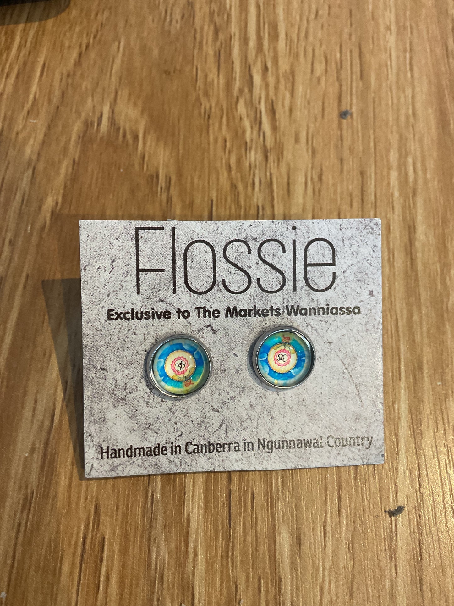 *Earrings Mandala Glass Dome Studs