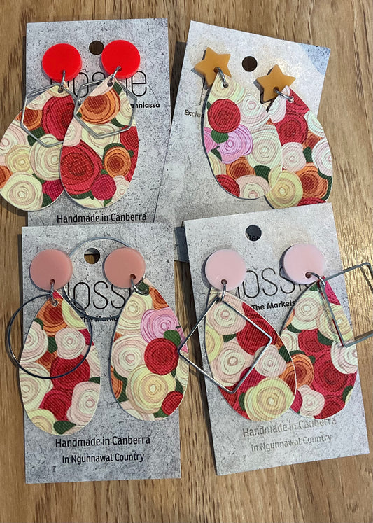 *Earrings Red Rose Dangles