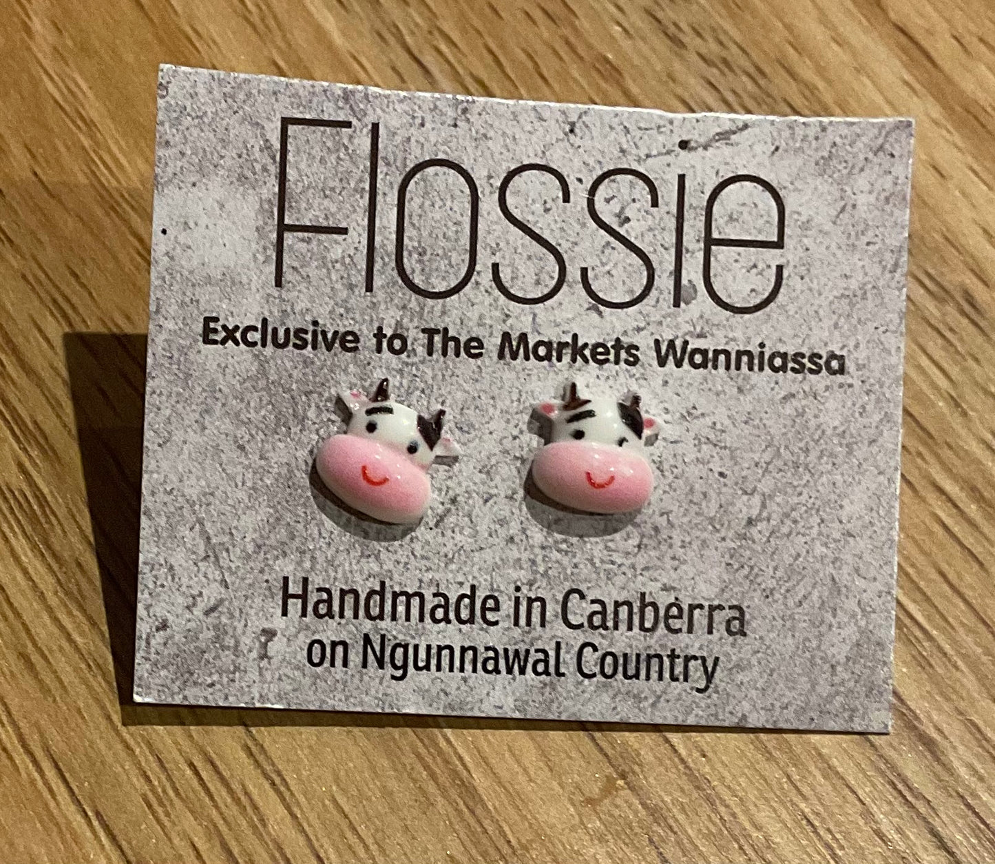 *Earrings Pink Cow Face Studs