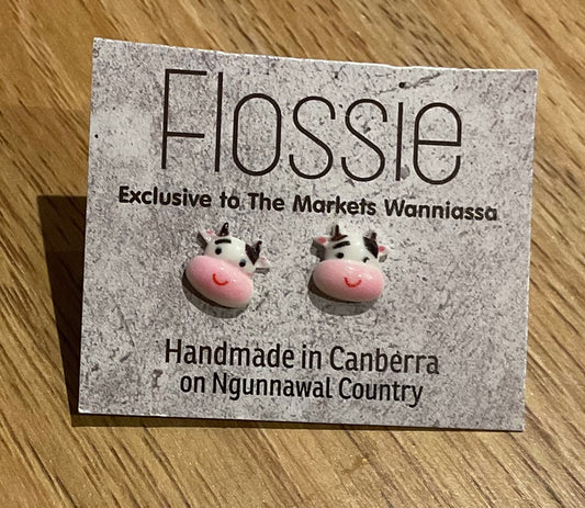 *Earrings Pink Cow Face Studs