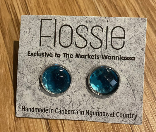 *Earrings Aqua Diamonte Studs