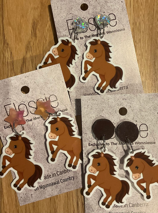 *Earrings Brown Pony Dangles