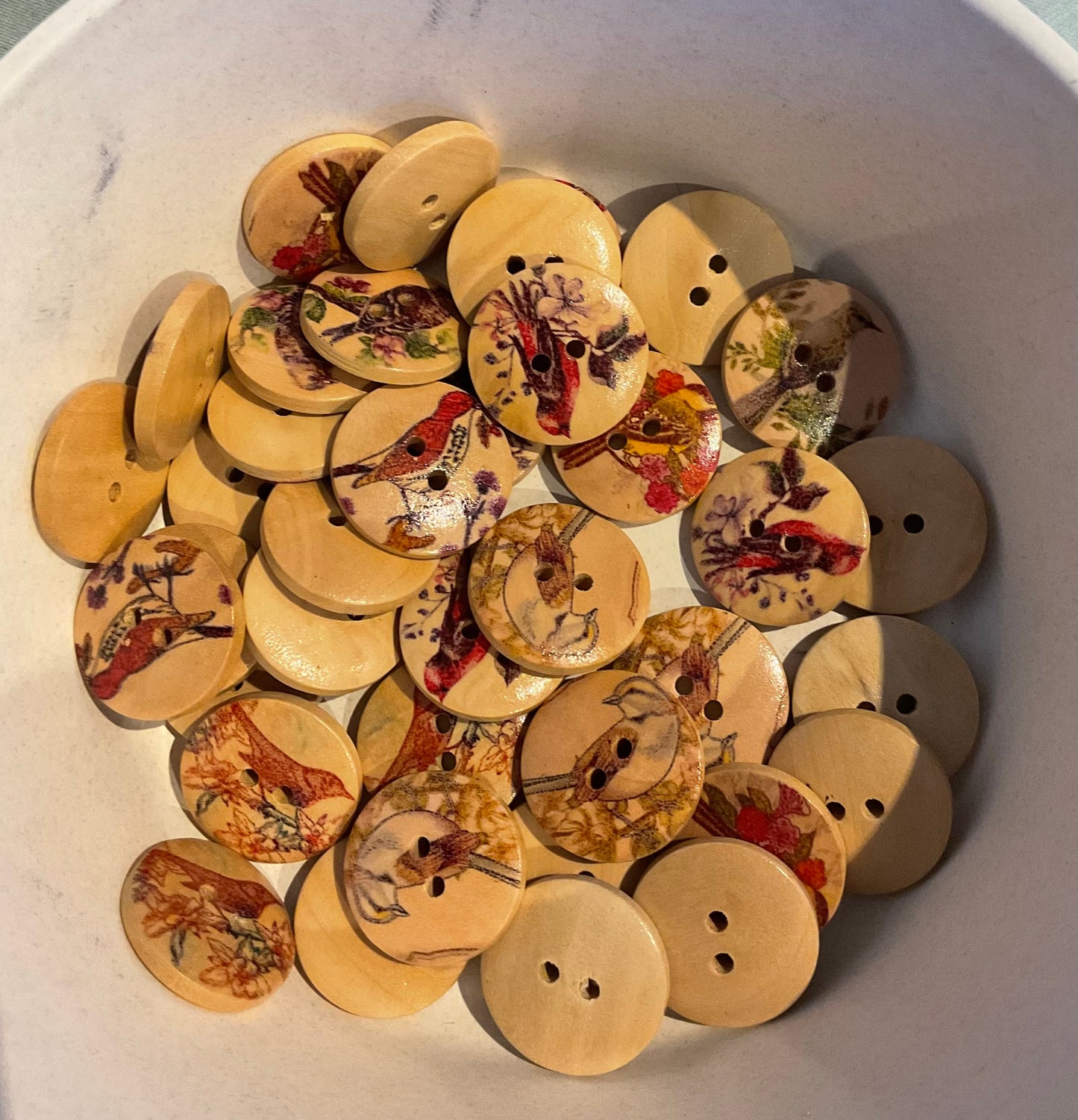 *Loose Buttons - Wooden Bird Print