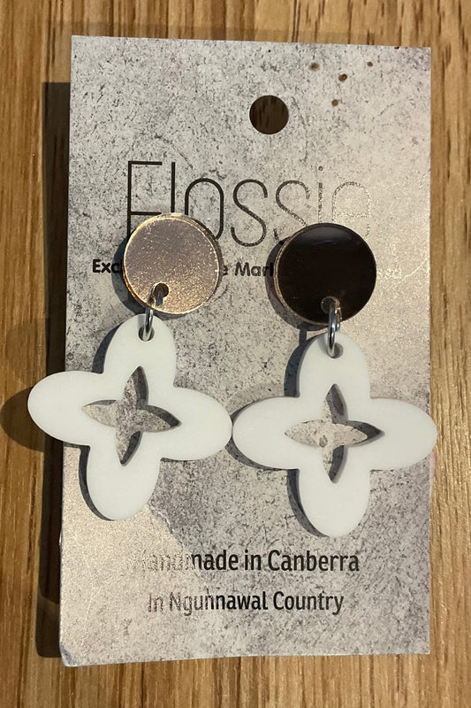 *Earrings Acrylic White Flower Dangles