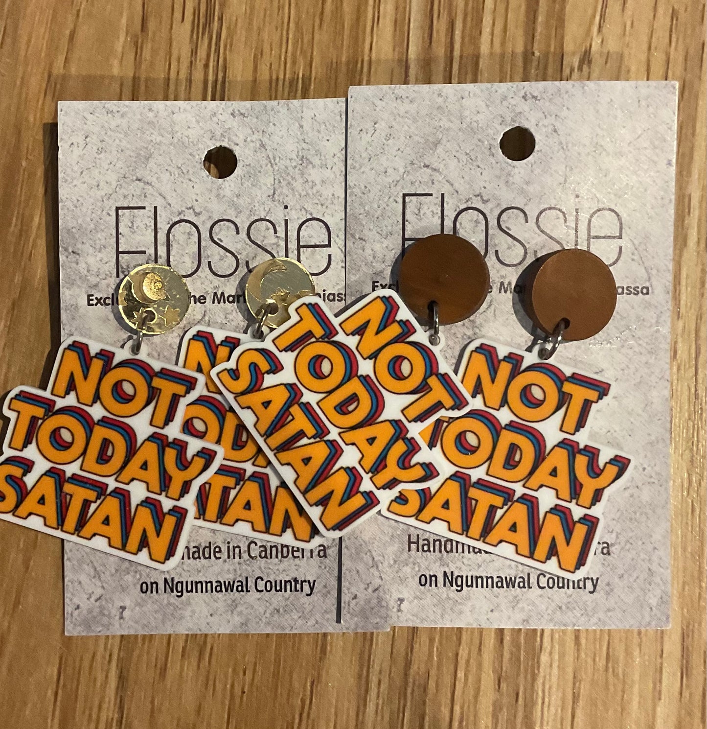 *Earrings Not Today Satan Dangles