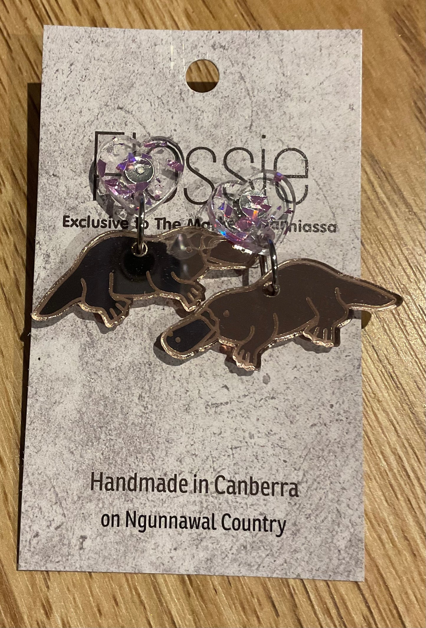 *Earrings Acrylic Mirror Platypus Dangles