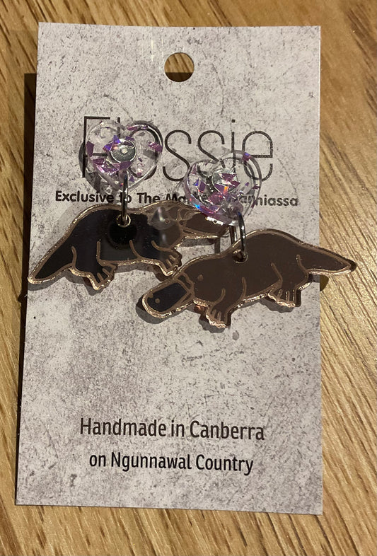 *Earrings Acrylic Mirror Platypus Dangles