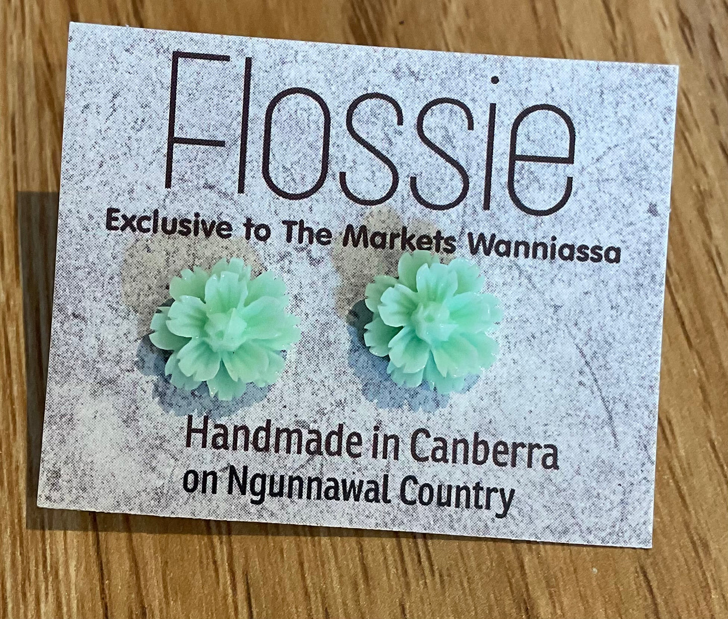 *Earrings Green Flower Studs