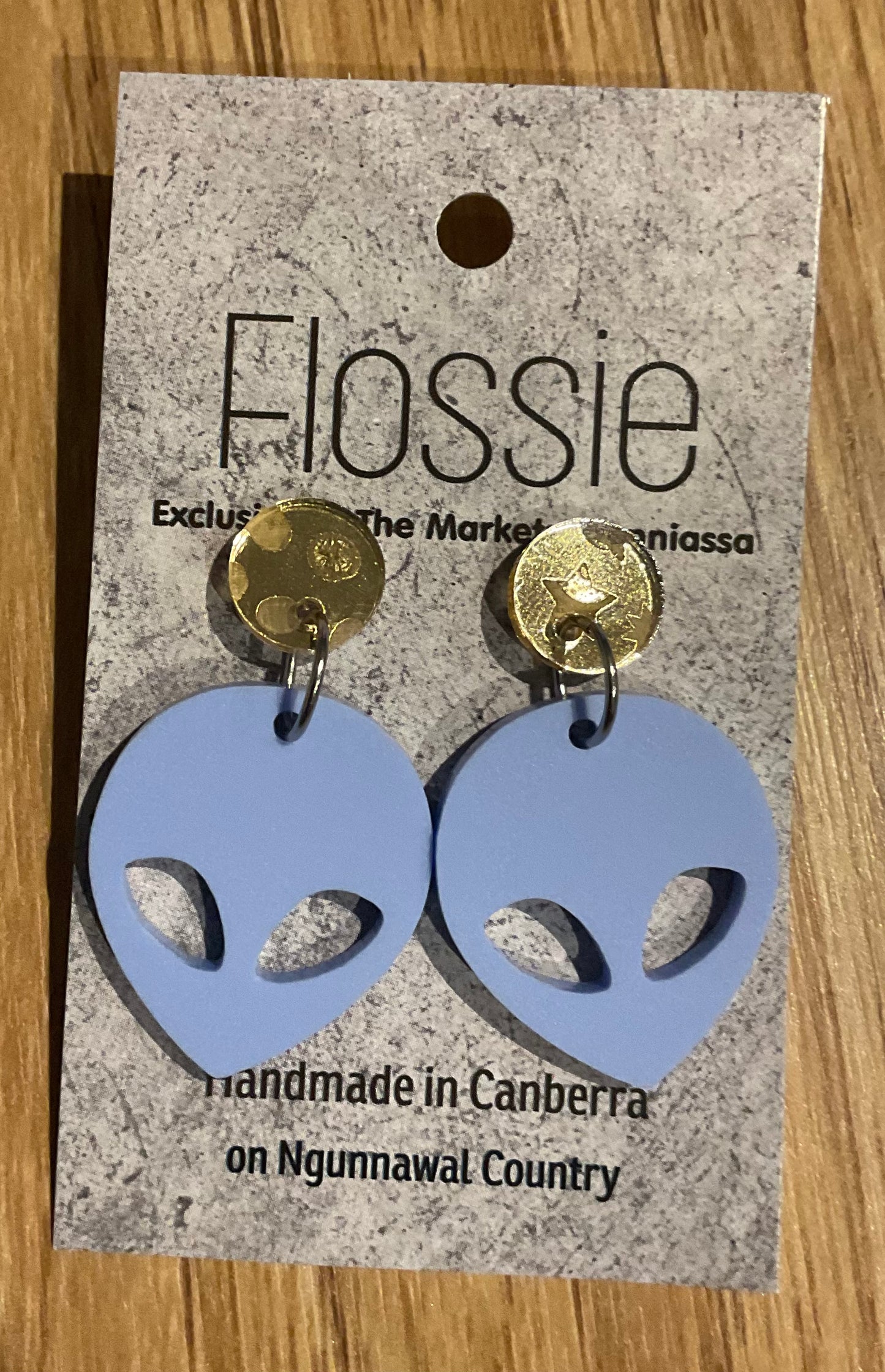 *Earrings Acrylic Blue Alien Dangles