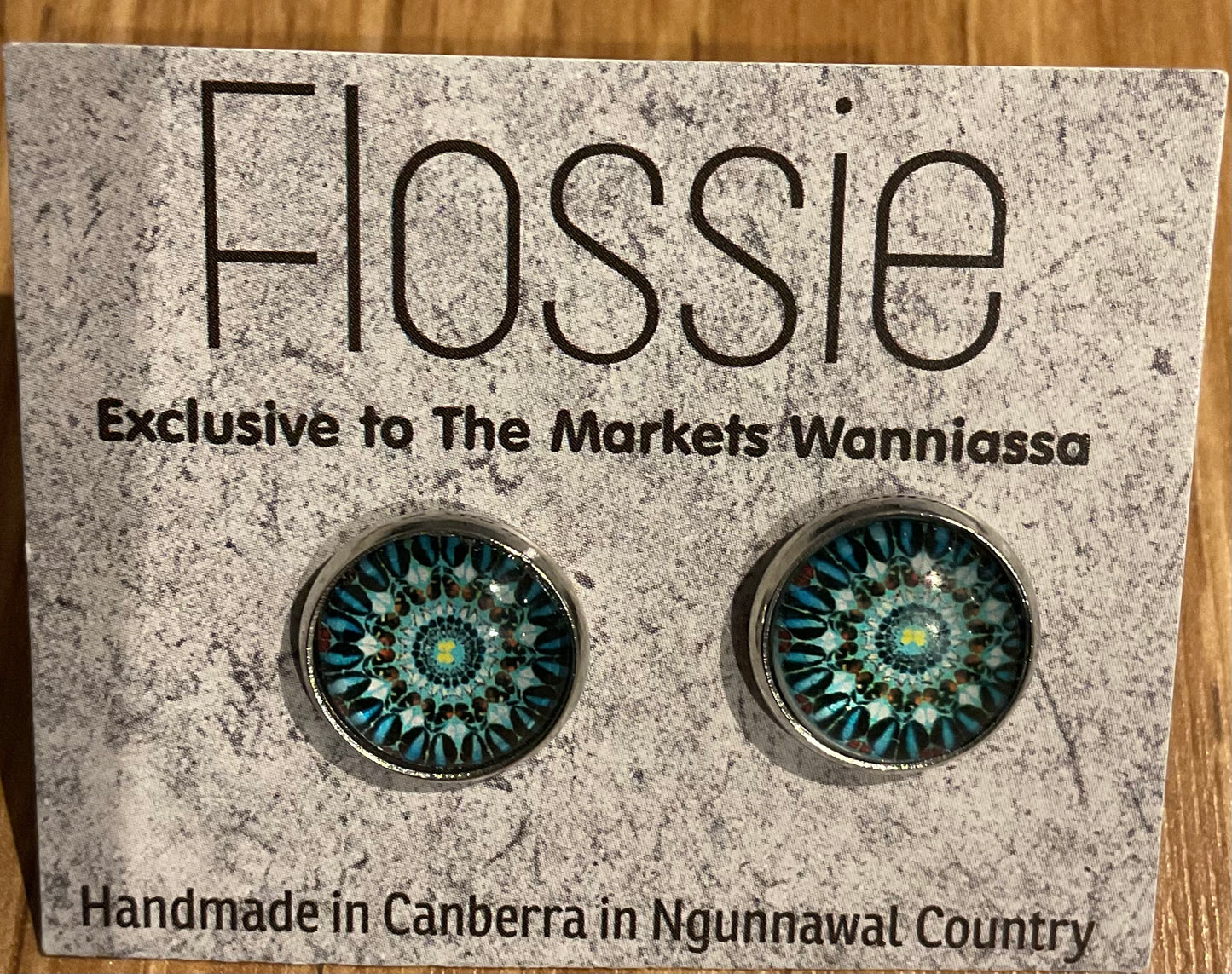 *Earrings Blue Mandala Glass Studs