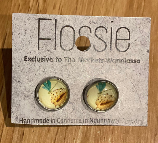 *Earrings Seashell Glass Studs