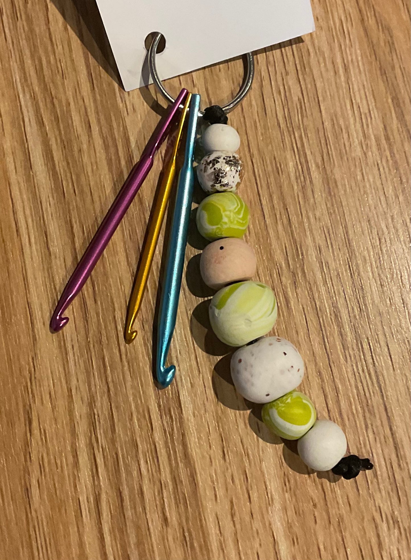 *Beaded Keychain Lime and White